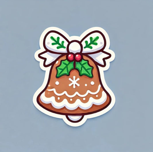 Vinyl sticker: Gingerbread Bell Sticker for Laptop, Wall, Car, Window, Bumper, Decal, Waterproof Auto, and Water Bottle (6)