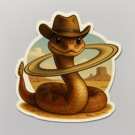 Vinyl sticker: Linguicine Serpentine Sticker – Funny Rattlesnake Cowboy Meme Vinyl Decal for Laptop, Wall, Car, Window, Bumper, Water Bottle, Auto, Truck – Realistic Desert Snake Humor – Waterproof – Variation 1