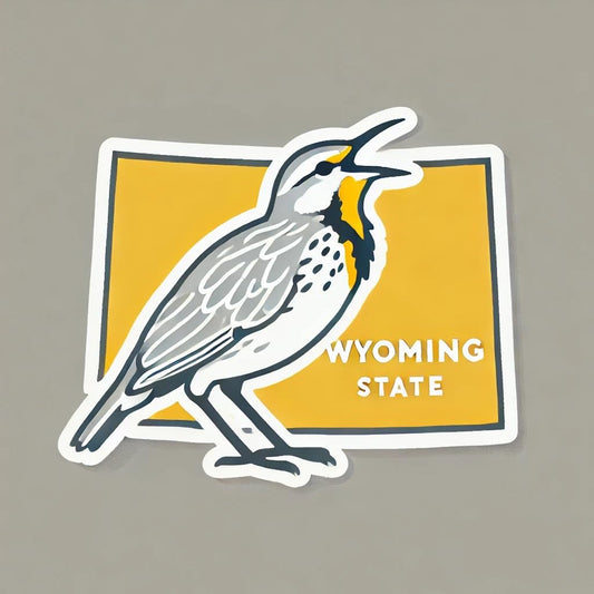 Vinyl sticker: Minimalist Western Meadowlark Sticker for Laptop, Wall, Car, Window, Bumper, Decal, Truck, Auto, Water Bottle – Modern Wyoming State Bird Silhouette Design