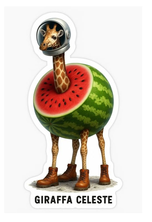Vinyl sticker: Giraffa Celeste Sticker for Laptop Wall Car Window Bumper Truck Auto Water Bottle – Lunar Meme Giraffe Watermelon Hybrid Vinyl Decal 4 in