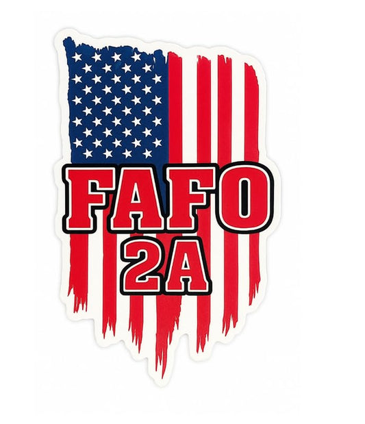 Vinyl sticker: FAFO 2A American Flag Sticker – Vertical Red White Blue Torn Flag with FAFO and 2A Text – Waterproof Vinyl Decal for Laptop, Car, Wall, Window, Bumper, Truck, Auto, Water Bottle – Variation 29