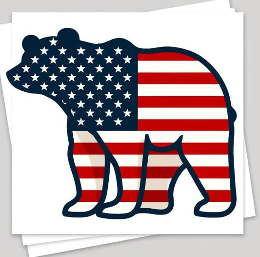 Vinyl sticker: Patriotic Bear Silhouette Sticker - American Flag Decal for Car, Truck, and Outdoor Gear - Durable Vinyl Sticker for Nature and Country Lovers (6)