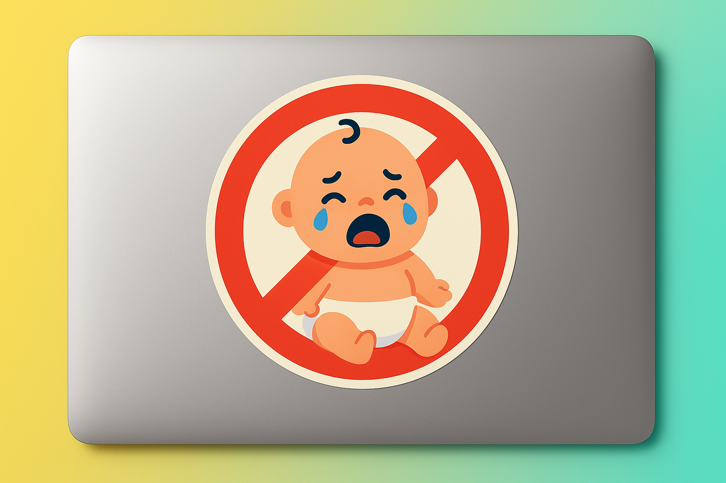 No Crying Baby Diaper Sticker Decal Vinyl Laptop Car Window Bumper AUTO Water Bottle Helmets Waterproof Icon