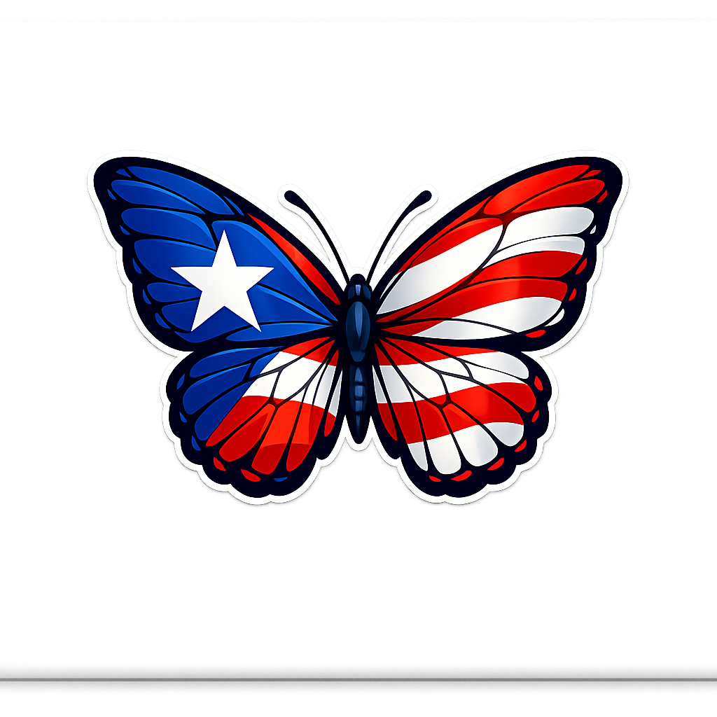 PR Puerto Rico Sticker Decal Vinyl Laptop Car Window Bumper AUTO Water Bottle Helmets Waterproof Butterfly Flag