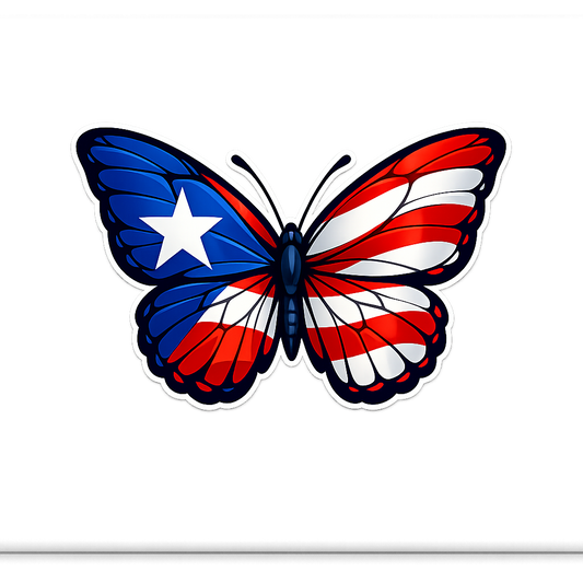 PR Puerto Rico Sticker Decal Vinyl Laptop Car Window Bumper AUTO Water Bottle Helmets Waterproof Butterfly Flag