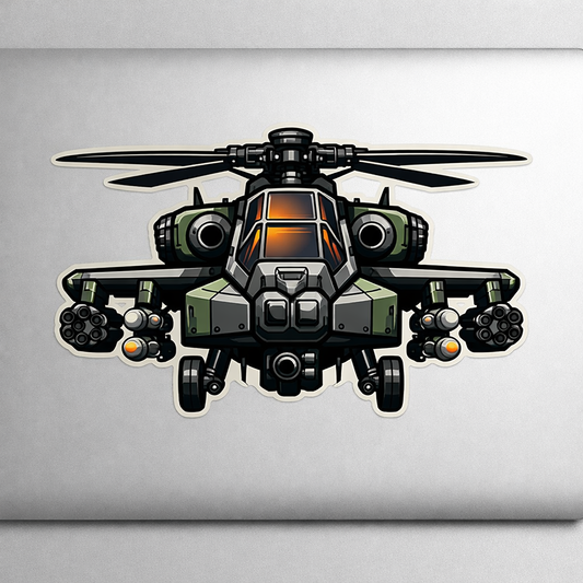 Attack Helicopter Sticker Decal Vinyl Laptop Car Window Bumper AUTO Water Bottle Helmets Waterproof Military Aviation