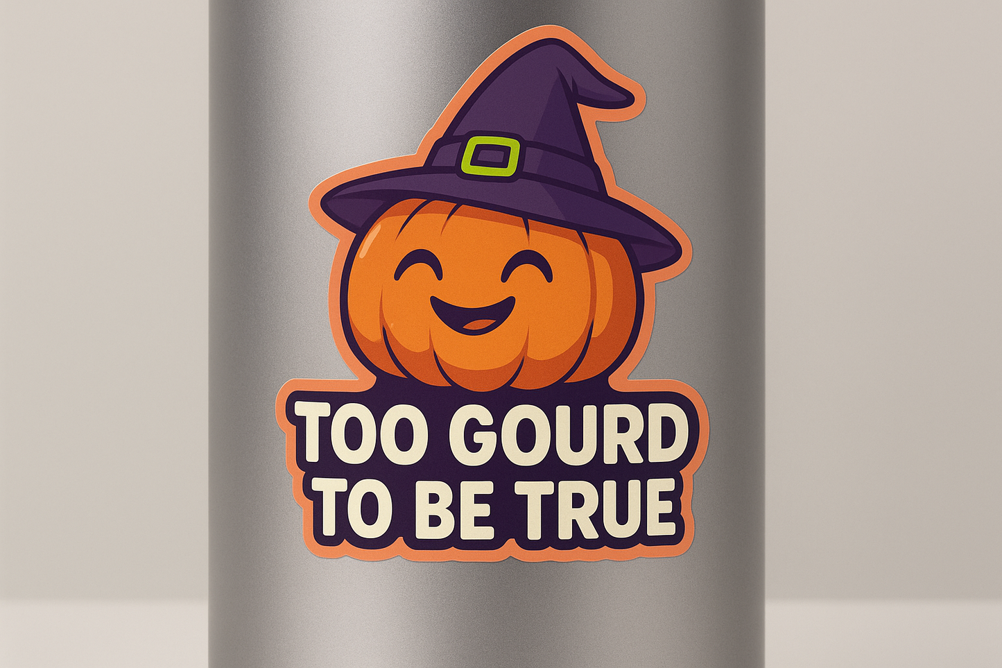 Too Gourd To Be True Pumpkin Witch Hat Sticker Decal Vinyl Laptop Car Window Bumper AUTO Water Bottle Helmets Waterproof