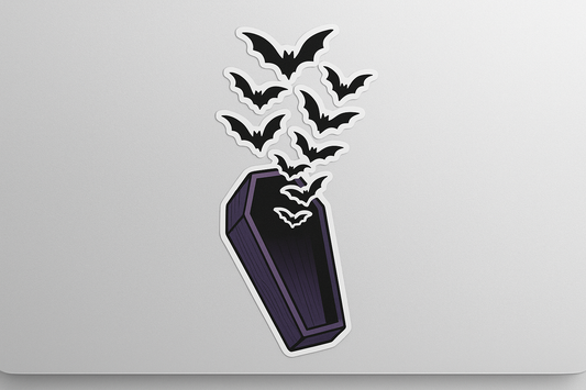 COFFIN Bats Vampire Sticker Decal Vinyl Laptop Car Window Bumper AUTO Water Bottle Helmets Waterproof Gothic