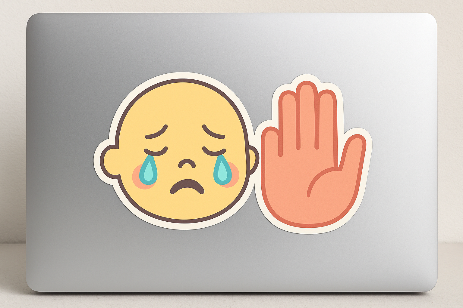 Baby Face Crying Icon Hand Stop Sticker Decal Vinyl Laptop Car Window Bumper AUTO Water Bottle Helmets Waterproof