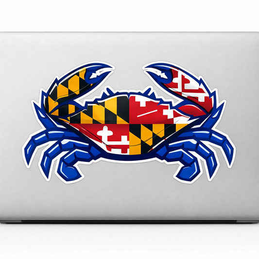 MD Maryland Sticker Decal Vinyl Laptop Car Window Bumper AUTO Water Bottle Helmets Waterproof Blue Crab