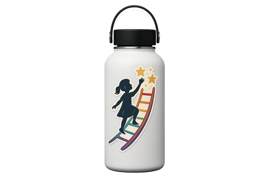 Girl Climbing Rainbow Ladder to Stars Sticker Decal Vinyl Laptop Car Window Bumper AUTO Water Bottle Helmets Waterproof