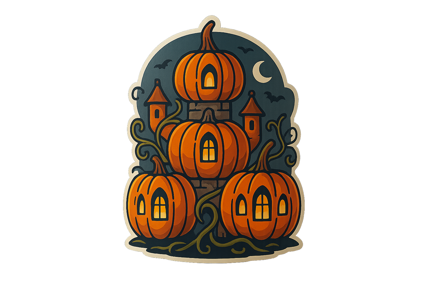 Pumpkin Castle Sticker Decal Vinyl Laptop Car Window Bumper AUTO Water Bottle Helmets Waterproof Halloween