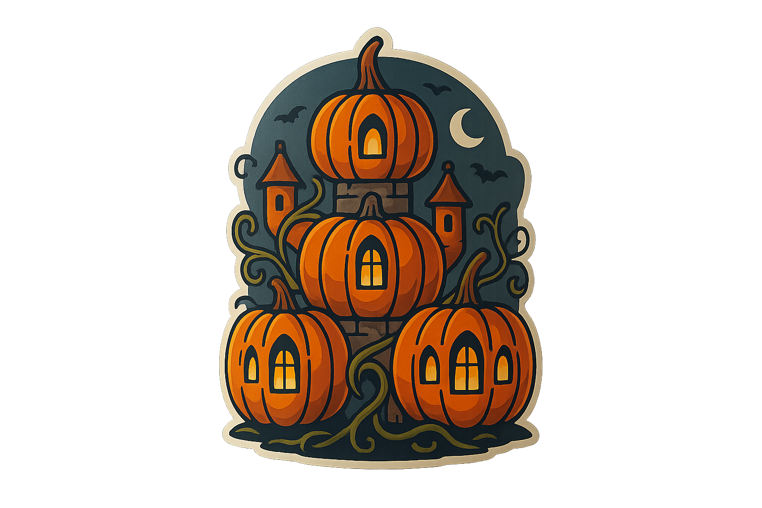 Pumpkin Castle Sticker Decal Vinyl Laptop Car Window Bumper AUTO Water Bottle Helmets Waterproof Halloween