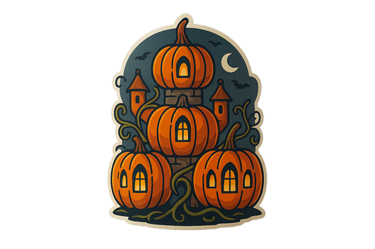 Pumpkin Castle Sticker Decal Vinyl Laptop Car Window Bumper AUTO Water Bottle Helmets Waterproof Halloween