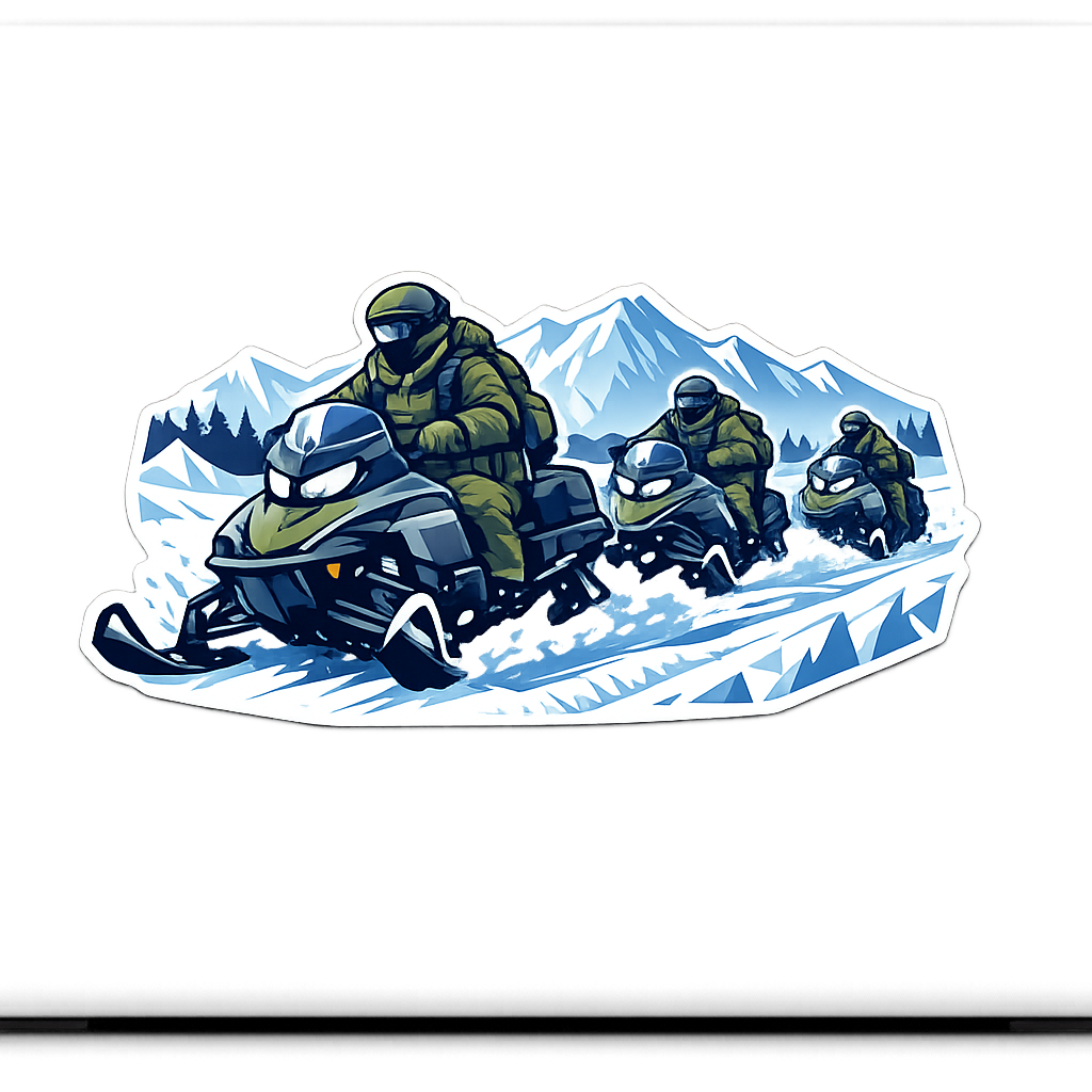 Arctic Snowmobile Patrol Sticker Decal Vinyl Laptop Car Window Bumper AUTO Water Bottle Helmets Waterproof Vector