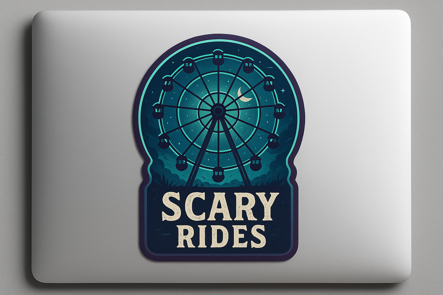 Haunted Ferris Wheel Sticker Decal Vinyl Laptop Car Window Bumper AUTO Water Bottle Helmets Waterproof Night Rides