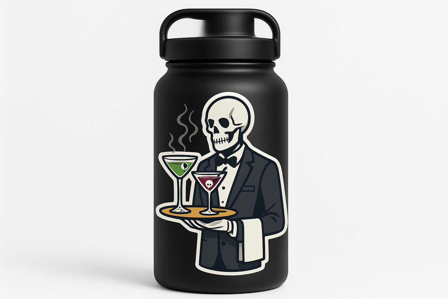 Skeleton Waiter Sticker Decal Vinyl Laptop Car Window Bumper AUTO Water Bottle Helmets Waterproof Halloween