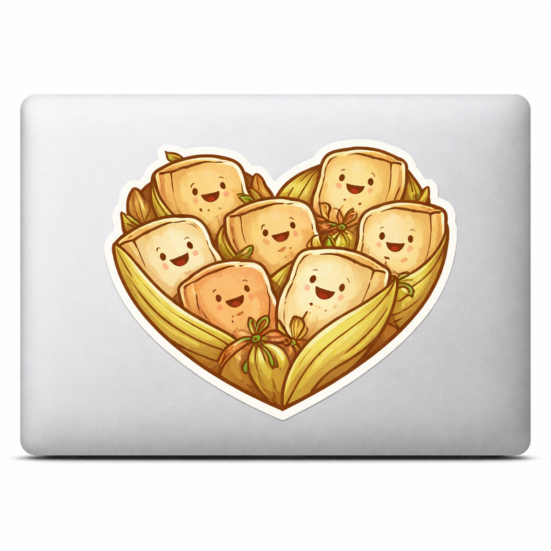 Tamales Heart Arrangement Sticker Decal Mexican Family Flavor Vinyl Laptop Car Window Bumper AUTO Water Bottle Helmets Truck Waterproof Art Warm Colors