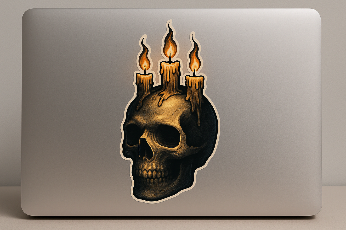 Skull Burning Candles Sticker Decal Vinyl Laptop Car Window Bumper AUTO Water Bottle Helmets Waterproof Dark Mystical