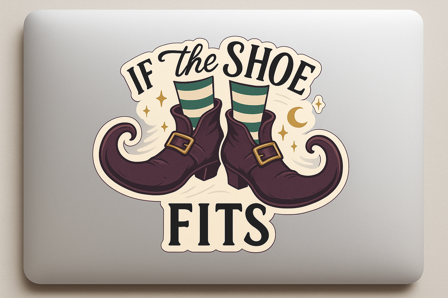 Floating Witch Shoes Sticker Decal Vinyl Laptop Car Window Bumper AUTO Water Bottle Helmets Waterproof Halloween