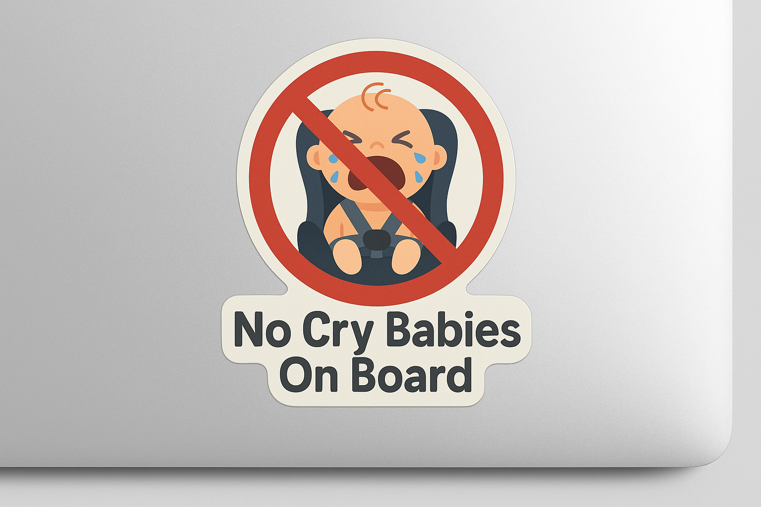 No Cry Babies On Board Sticker Decal Vinyl Laptop Car Window Bumper AUTO Water Bottle Helmets Waterproof