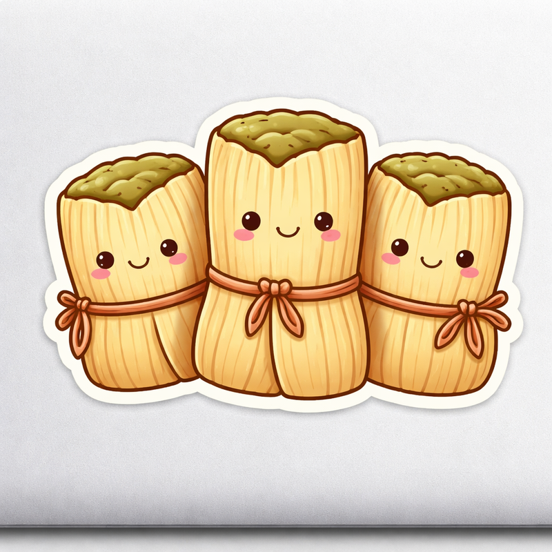 Tamales Sticker Decal Cartoon Mexican Comfort Food Cute Corn Husk Texture Vinyl Laptop Car Window Bumper AUTO Water Bottle Helmets Truck Waterproof