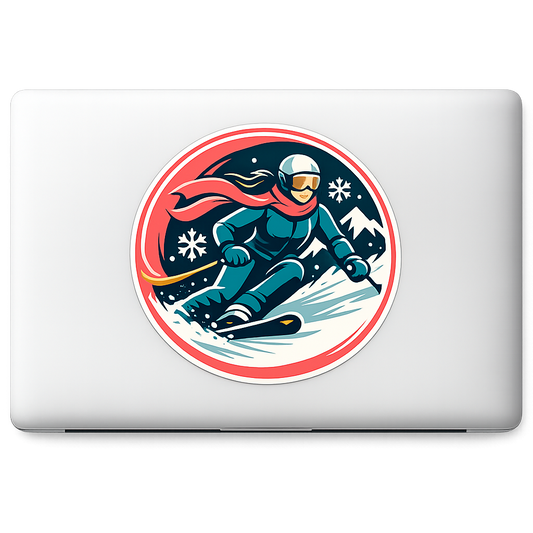 Ski Girlie Sticker Decal Vinyl Laptop Car Window Bumper AUTO Water Bottle Helmets Waterproof Skiing