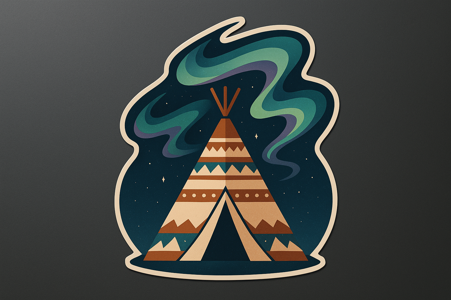 Traditional Teepee Aurora Borealis Sticker Decal Vinyl Laptop Car Window Bumper AUTO Water Bottle Helmets Waterproof Night Sky