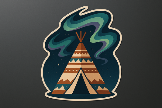 Traditional Teepee Aurora Borealis Sticker Decal Vinyl Laptop Car Window Bumper AUTO Water Bottle Helmets Waterproof Night Sky