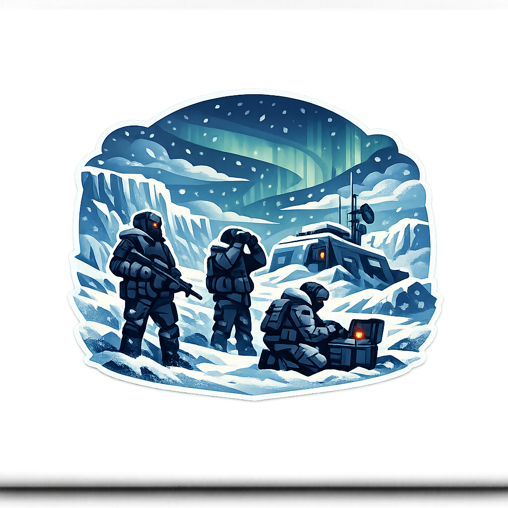 Icy Outpost Soldiers Sticker Decal Vinyl Laptop Car Window Bumper AUTO Water Bottle Helmets Waterproof Vector