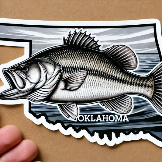 Vinyl sticker: White Bass Oklahoma Wildlife Sticker – Waterproof Vinyl Decal for Laptop, Wall, Car, Window, Bumper, Truck, Water Bottle, Auto Accessories. Variation 8 (4)