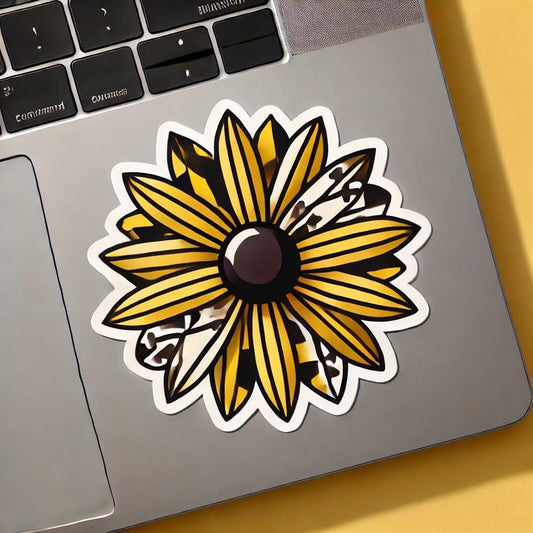 Vinyl sticker: Black-Eyed Susan Maryland Wildflower Laptop Wall Car Window Bumper Sticker Decal Truck Waterproof Auto Water Bottle Geometric Art (6)