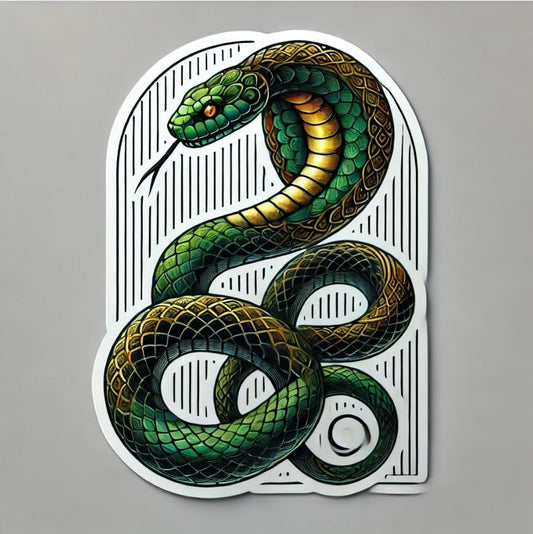 Vinyl sticker: Intricate Green and Black Snake Decal for Laptop, Wall, Car, Window, Bumper, Sticker, Waterproof Auto, Truck, Water Bottle (4)