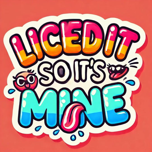 Vinyl sticker: Licked it so It's Mine Laptop Wall Car Window Bumper Sticker Decal - Playful Fun Quirky Design, Cartoon Tongue, Cute Illustration, Waterproof, Auto, Water Bottle Decor