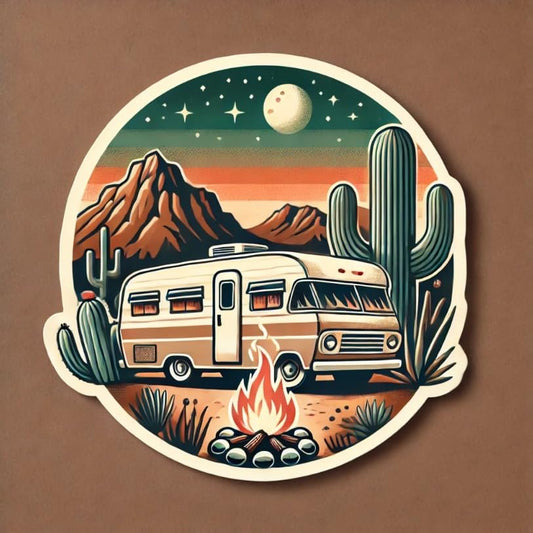 Vinyl sticker: Vintage Desert Camper Sticker - Retro Adventure Decal for Laptop, Wall, Car, Window, Bumper, Truck, Waterproof Auto, Water Bottle Decor (4)