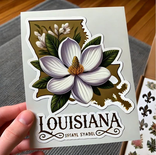 Vinyl sticker: Magnolia Louisiana Floral Vinyl Sticker for Laptop Car Window Bumper Truck Waterproof Auto Water Bottle (4)