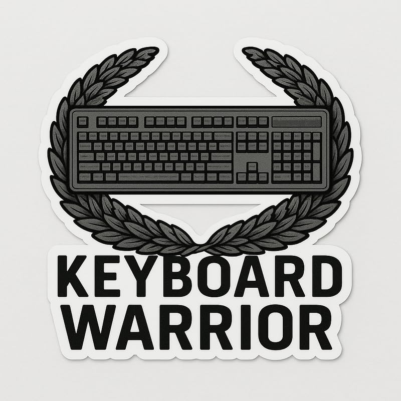 Vinyl sticker: Keyboard Warrior Military Parody Laptop Wall Car Window Bumper Sticker Decal Truck Waterproof Auto Water Bottle Emblem for Tech Lovers and Digital Defenders