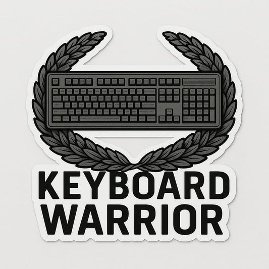 Vinyl sticker: Keyboard Warrior Military Parody Laptop Wall Car Window Bumper Sticker Decal Truck Waterproof Auto Water Bottle Emblem for Tech Lovers and Digital Defenders