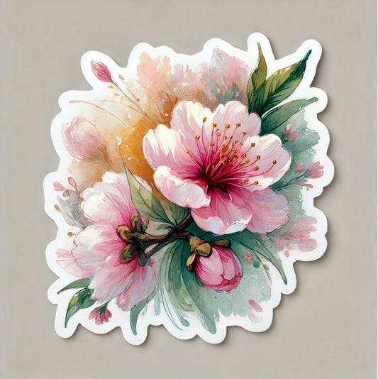 Vinyl sticker: Peach Blossom Laptop Wall Car Window Bumper Sticker Decal Truck Waterproof Auto Water Bottle – Dreamy Watercolor Floral Art (6)
