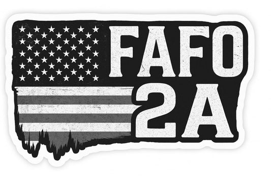 Vinyl sticker: FAFO 2A Black and White Flag Sticker – Horizontal Distressed American Flag with Bold FAFO and 2A Text – Vinyl Decal for Laptop, Car, Wall, Window, Bumper, Truck, Auto, Water Bottle – Variation 28
