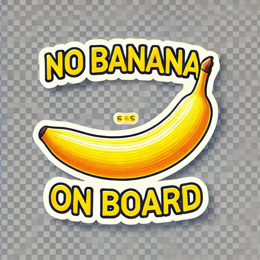 Vinyl sticker: "Realistic Banana 'No Banana on Board' Transparent Waterproof Car Bumper Sticker Decal for Truck, Laptop, Window, Auto, and Water Bottle"