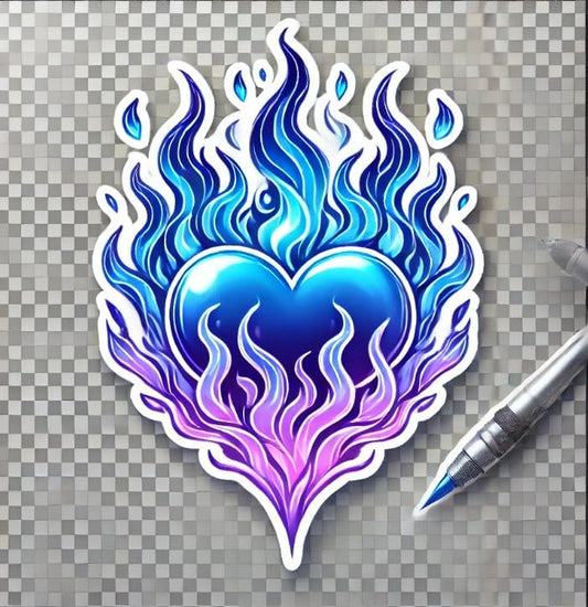 Vinyl sticker: LA Fire - Flaming Heart Los Angeles Support Sticker (6)