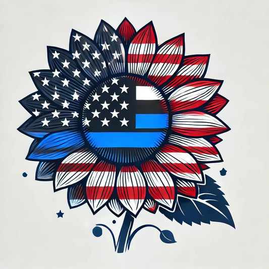 Vinyl sticker: American Pride Sunflower Flag Sticker Decal - Laptop, Wall, Car, Window, Bumper, Truck, Waterproof, Auto, Water Bottle (4)