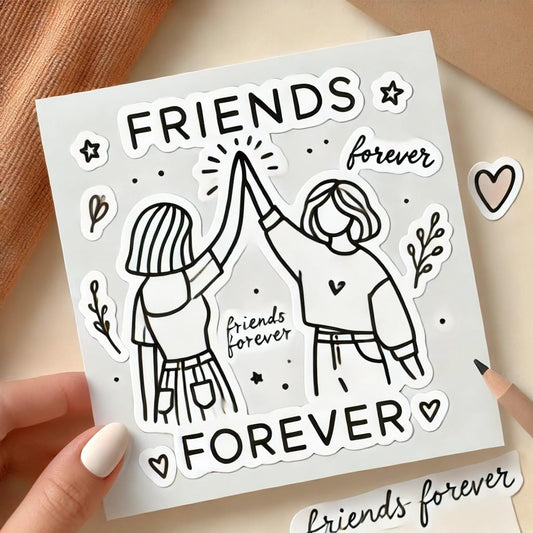 Vinyl sticker: Minimalist Friends Forever Sticker for Laptop, Car, Window, Wall, and Water Bottle – Modern Friendship Day Decal