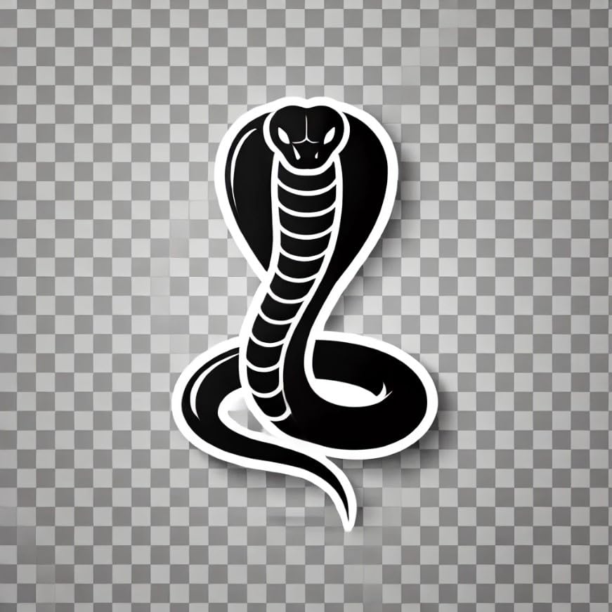 Vinyl sticker: Black Cobra Silhouette Sticker for Laptop, Wall, Car, Window, Bumper, Truck, Waterproof Decal, Auto, and Water Bottle