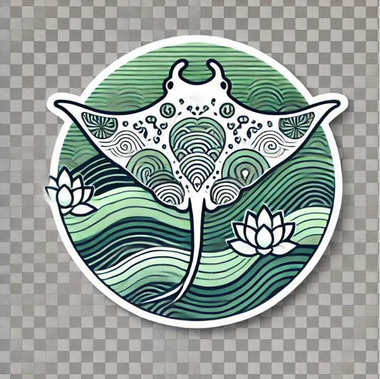 Vinyl sticker: Zen Manta Ray Sticker for Laptop, Wall, Car, Window, Bumper, Waterproof Decal for Truck, Auto, Water Bottle