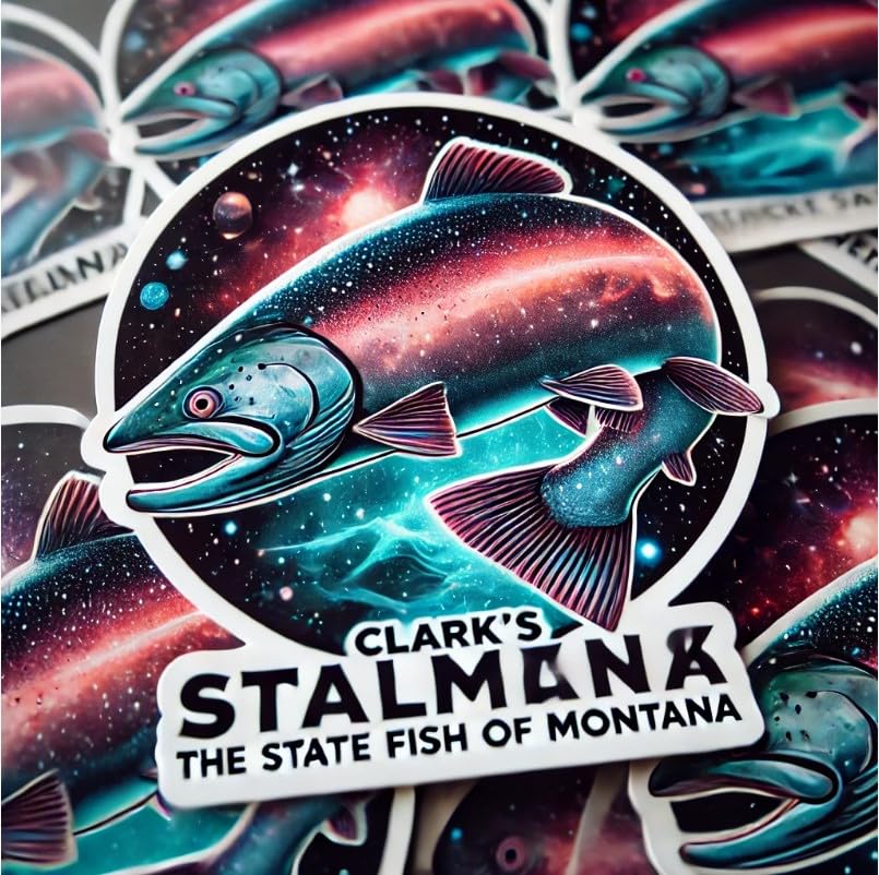 Vinyl sticker: Clark's Salmon Cosmic Galaxy Sticker for Laptop, Wall, Car, Window, Bumper, Decal, Truck, Waterproof, Auto, Water Bottle (6)