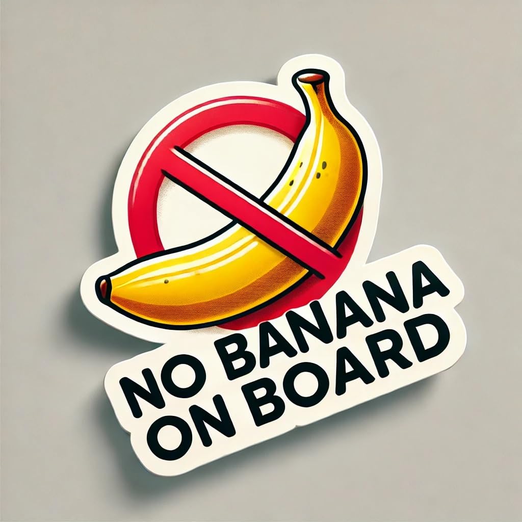 Vinyl sticker: No Banana on Board Detailed Waterproof Car Bumper Sticker Decal for Truck, Laptop, Window, Auto, and Water Bottle
