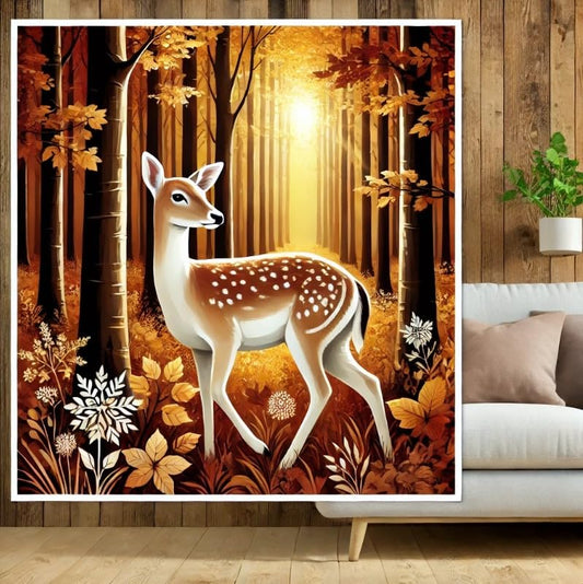 Vinyl sticker: White-Tailed Deer Autumn Forest Vinyl Sticker for Laptop, Wall, Car, Window, Bumper, Truck, Waterproof Auto, Water Bottle. Variation 11