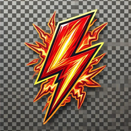 Vinyl sticker: Fiery Red Lightning Bolt Laptop Wall Car Window Bumper Sticker Decal Waterproof Truck Auto Water Bottle